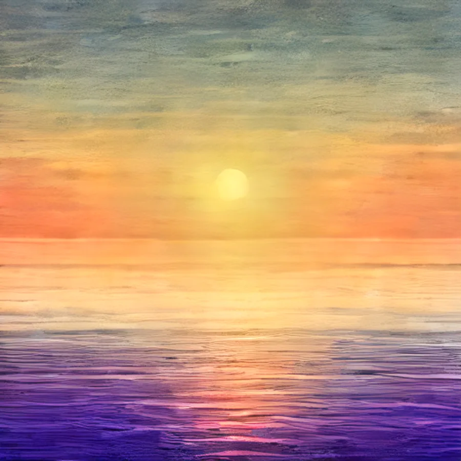 Low orange sun reflected across a calm ocean