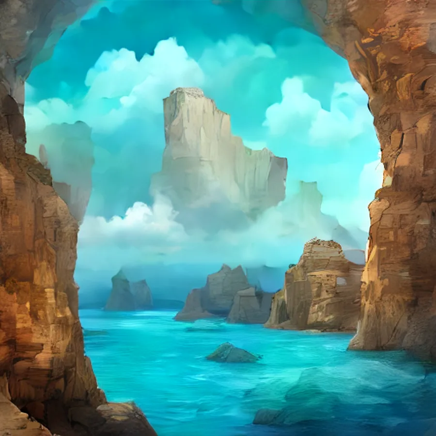 Sculptural cliffs above a luminous turquoise cove
